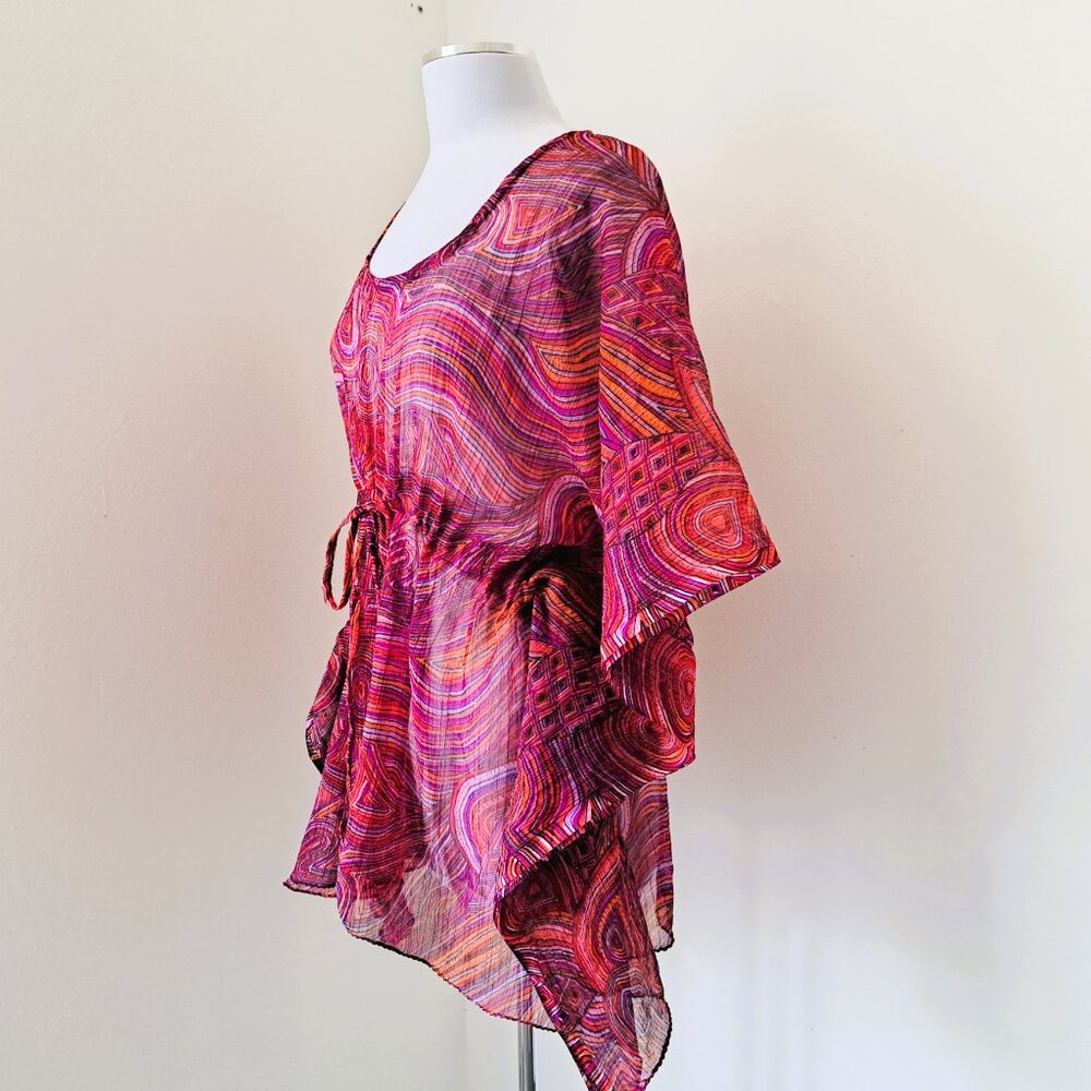 California Breeze Women Sheer Coastal Top Multicolor Free Size Pre-owned
